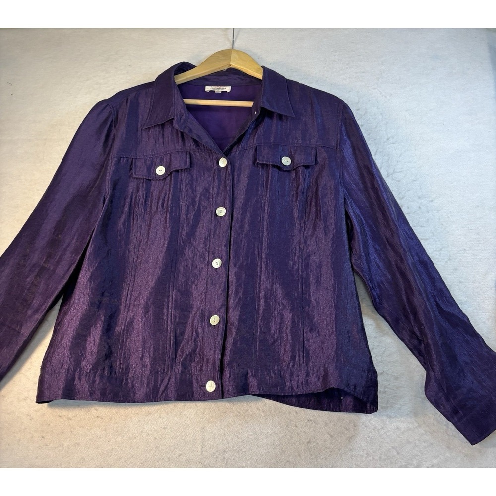 TravelSmith Women's Lightweight Grape Jacket Size XL Pearl Buttons Front Pockets